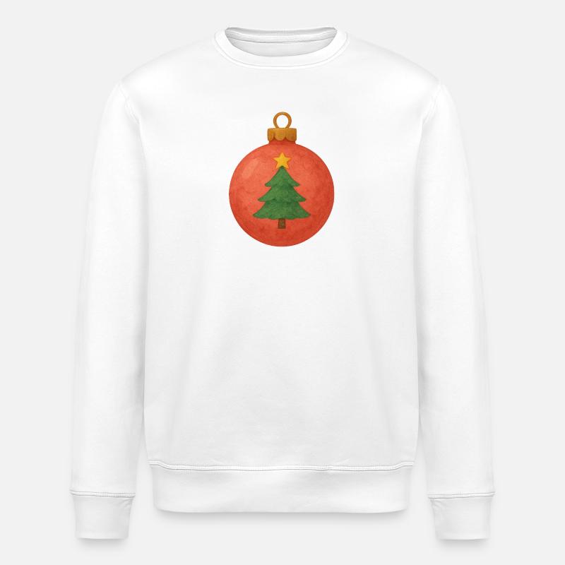 Weihnachtskugel mit Tannenbaum - Stanley/Stella Unisex Bio-Sweatshirt ROLLER - Weiß