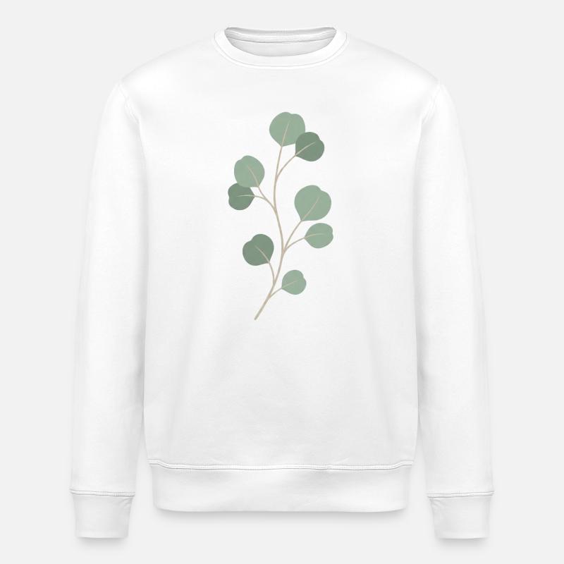 Eucalyptus Leaf Sprig - Stanley/Stella ROLLER Unisex Organic Sweatshirt - white