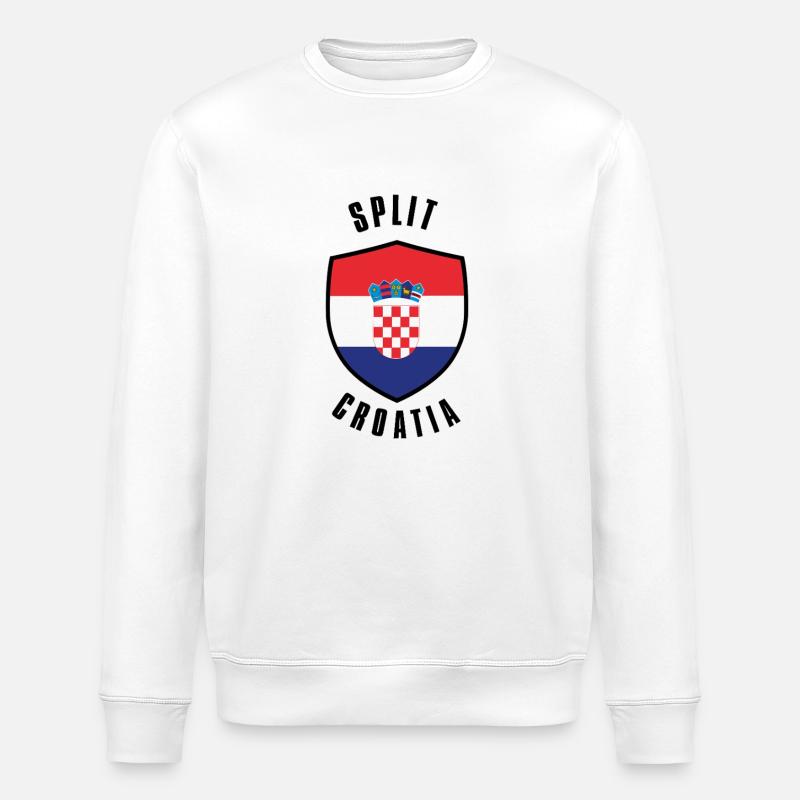 Split Croatia Shield - Stanley/Stella ROLLER Unisex Organic Sweatshirt - white