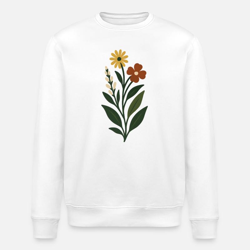 Fleurs de printemps Minimal Art - Sweat bio ROLLER Stanley/Stella Unisexe - blanc