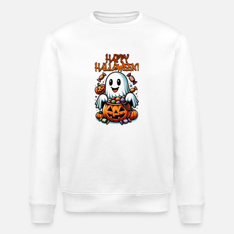 Halloween Geist - Stanley/Stella Unisex Bio-Sweatshirt ROLLER - Weiß