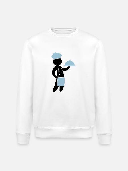 A gourmet chef serves guests - Stanley/Stella ROLLER Unisex Organic Sweatshirt - white