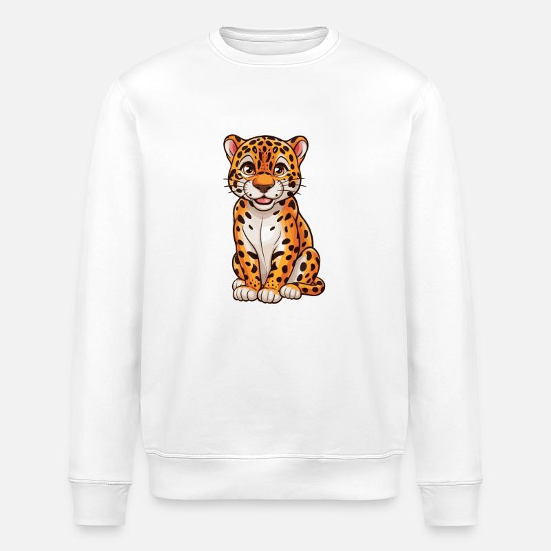 Niedlicher Leopard für Kinder - Stanley/Stella Unisex Bio-Sweatshirt ROLLER - Weiß