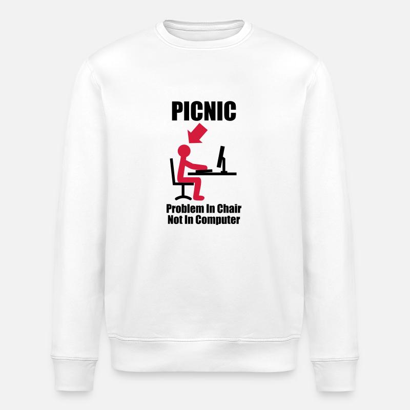 PICNIC - Problem in Chair, not in Computer - - Stanley/Stella ROLLER Unisex Organic Sweatshirt - white