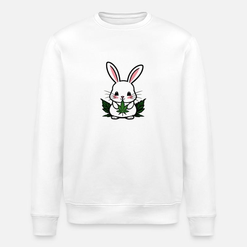 Cannabis Rabbit - Stanley/Stella ROLLER Unisex Organic Sweatshirt - white