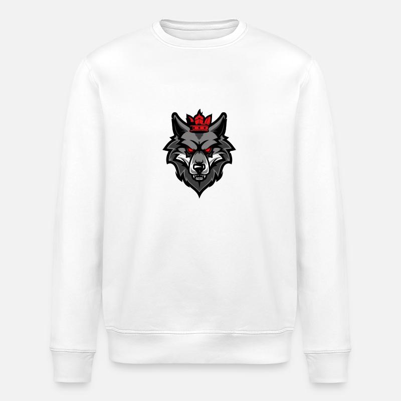 Wolf Head Crown - Stanley/Stella ROLLER Unisex Organic Sweatshirt - white