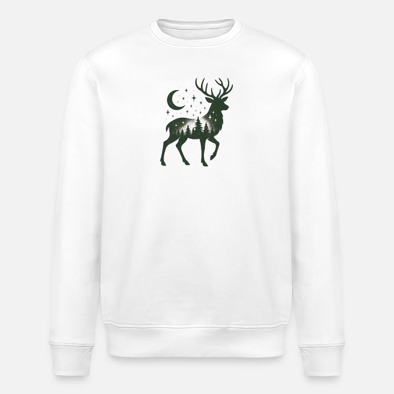 Sternenwald Hirsch Silhouette - Stanley/Stella Unisex Bio-Sweatshirt ROLLER - Weiß