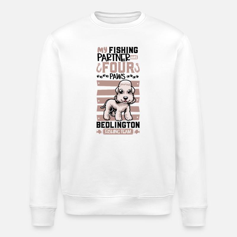 Angeln und Bedlington Terrier - Stanley/Stella Unisex Bio-Sweatshirt ROLLER - Weiß