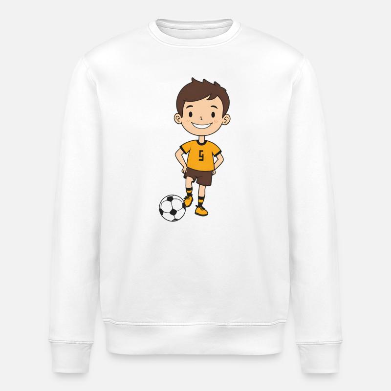 Kicker Junge im Orangen Trikot - Stanley/Stella Unisex Bio-Sweatshirt ROLLER - Weiß