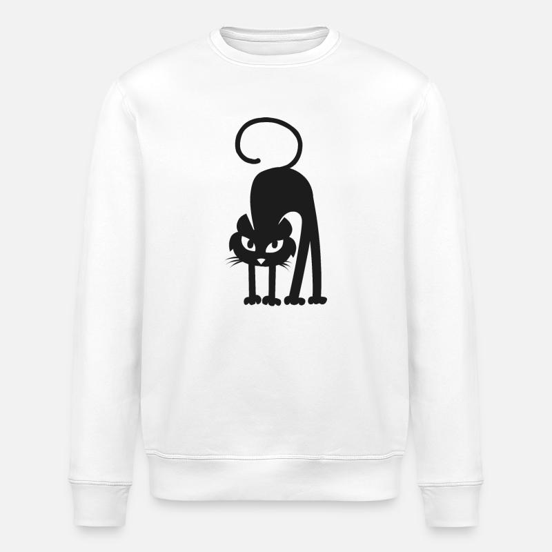 Schwarze Katze - Stanley/Stella Unisex Bio-Sweatshirt ROLLER - Weiß