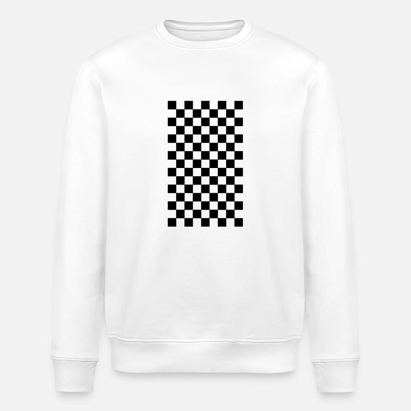 Karo Muster Retro Schwarz Weiss - Stanley/Stella Unisex Bio-Sweatshirt ROLLER - Weiß