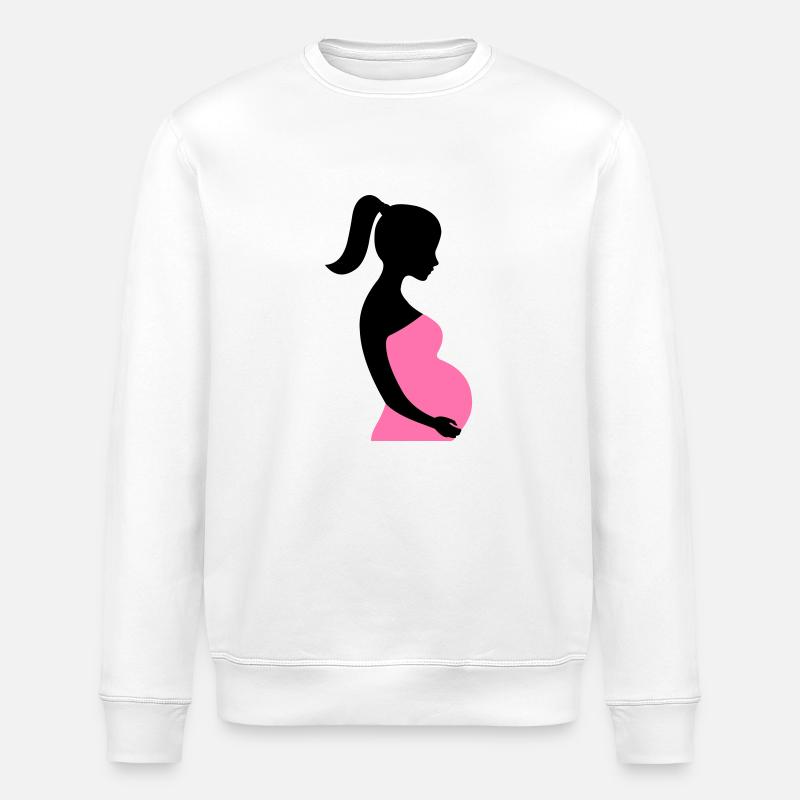 Schwangere Silhouette - Stanley/Stella Unisex Bio-Sweatshirt ROLLER - Weiß