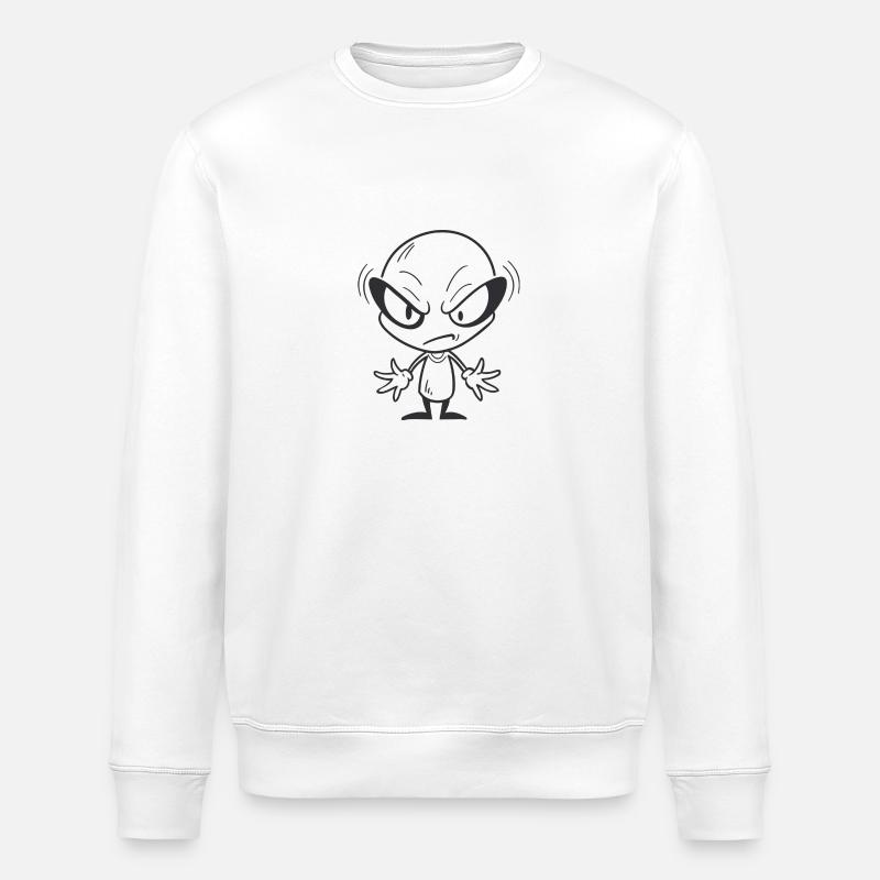 Grumpy Alien - Stanley/Stella ROLLER Unisex Organic Sweatshirt - white