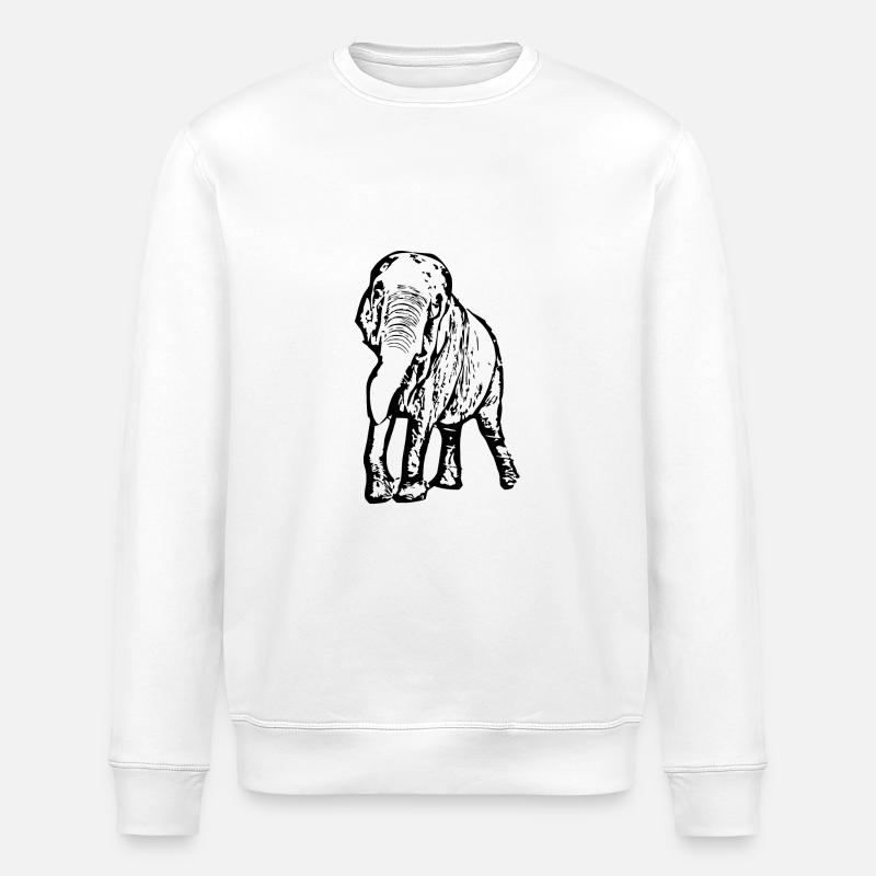 Elephant black - Stanley/Stella ROLLER Unisex Organic Sweatshirt - white