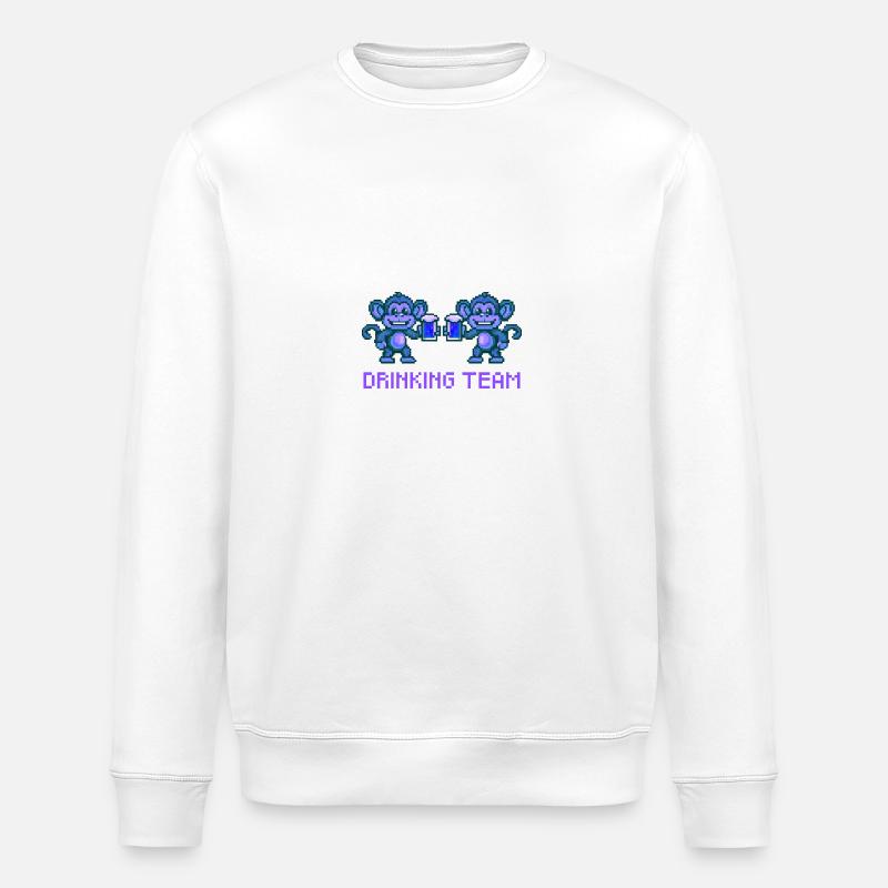 Monkey Drinking Team Beer Party - Stanley/Stella ROLLER Unisex Organic Sweatshirt - white