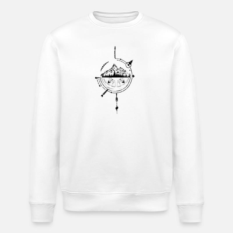 Kosmischer Kompass Kunstdesign - Stanley/Stella Unisex Bio-Sweatshirt ROLLER - Weiß