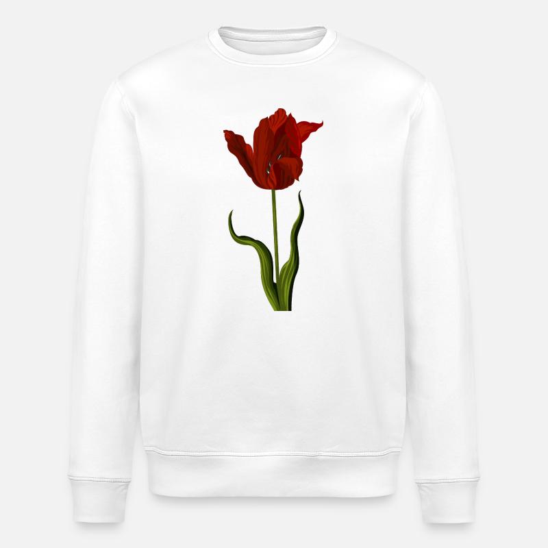 Rote Tulpe - Stanley/Stella Unisex Bio-Sweatshirt ROLLER - Weiß