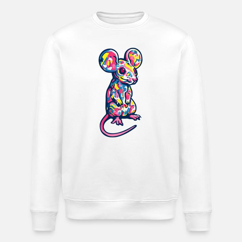 Maus Kunst Bunt Ratte - Stanley/Stella Unisex Bio-Sweatshirt ROLLER - Weiß