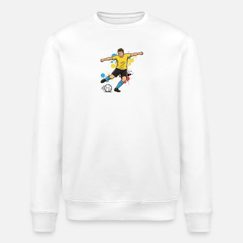 fussballspieler-comic-farbspritzer-gelb - Stanley/Stella Unisex Bio-Sweatshirt ROLLER - Weiß