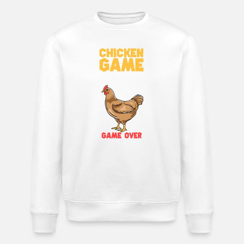 Chicken Game Bold Text Tee - Stanley/Stella ROLLER Unisex Organic Sweatshirt - white