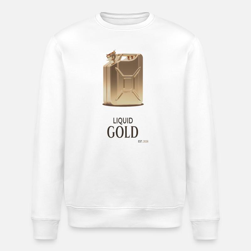 Liquid Gold Kanister Design Spruch - Stanley/Stella Unisex Bio-Sweatshirt ROLLER - Weiß
