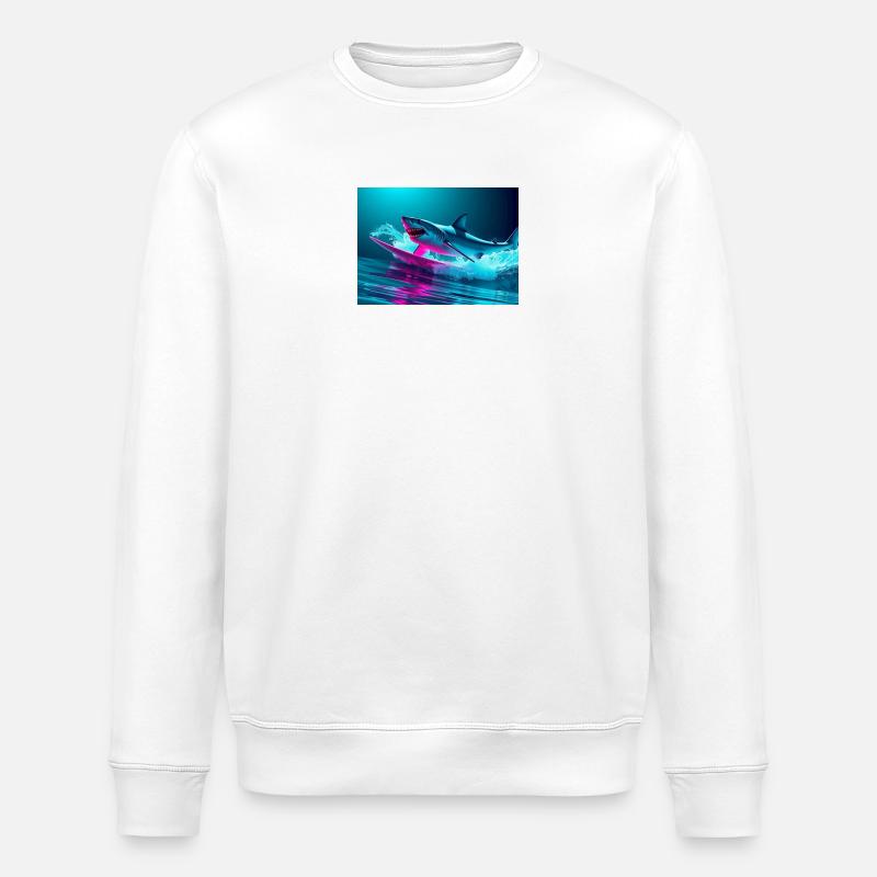 Neon Shark Sprinter Design - Sweat bio ROLLER Stanley/Stella Unisexe - blanc