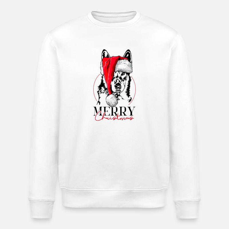 Tschechoslowakischer Wolfhund Merry Christmas - Stanley/Stella Unisex Bio-Sweatshirt ROLLER - Weiß