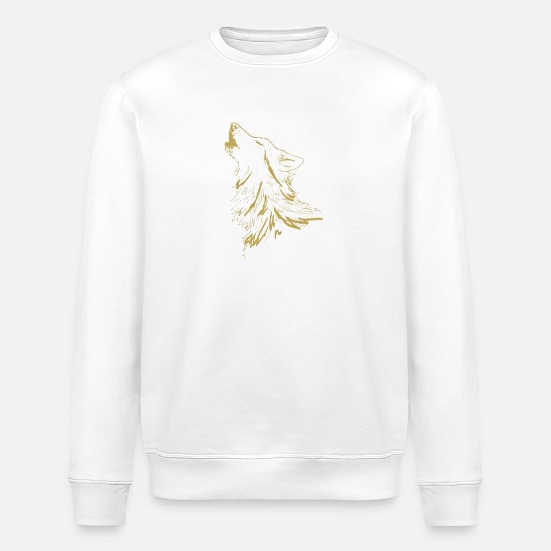 Illustrated designs with Wolf - Stanley/Stella ROLLER Unisex Organic Sweatshirt - white