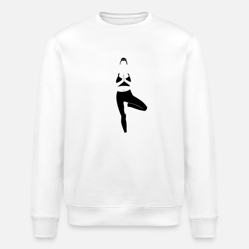 Yoga Baum Pose, schwarz - Stanley/Stella Unisex Bio-Sweatshirt ROLLER - Weiß