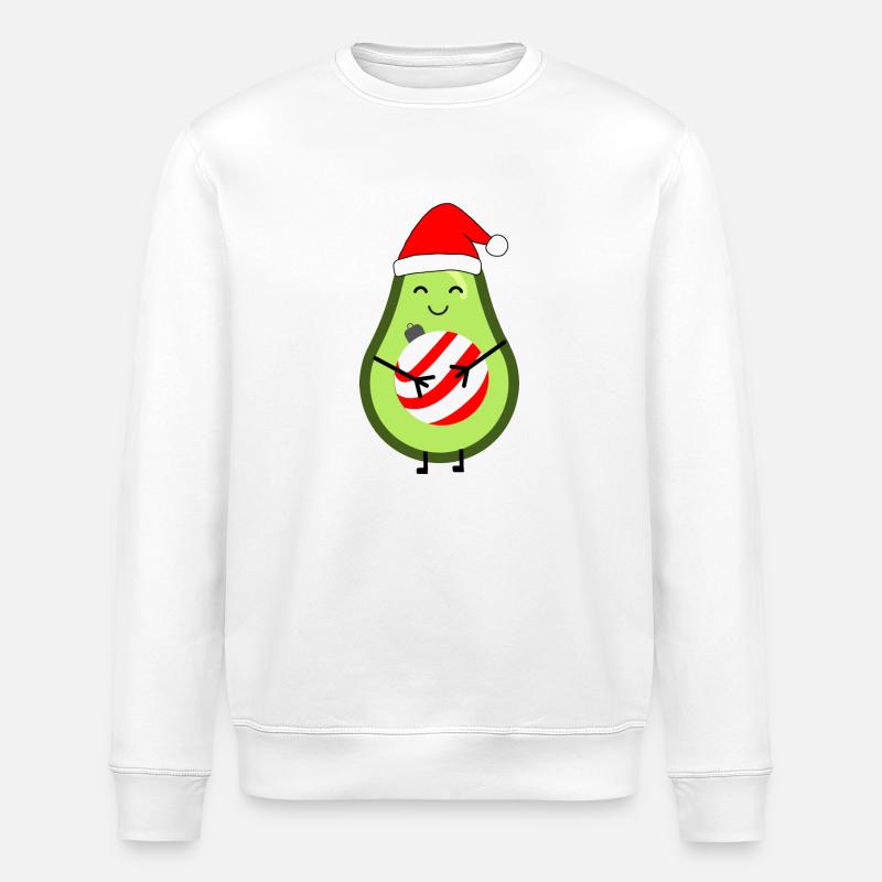 Affectionate Avocado with Christmas Sphere - Stanley/Stella ROLLER Unisex Organic Sweatshirt - white