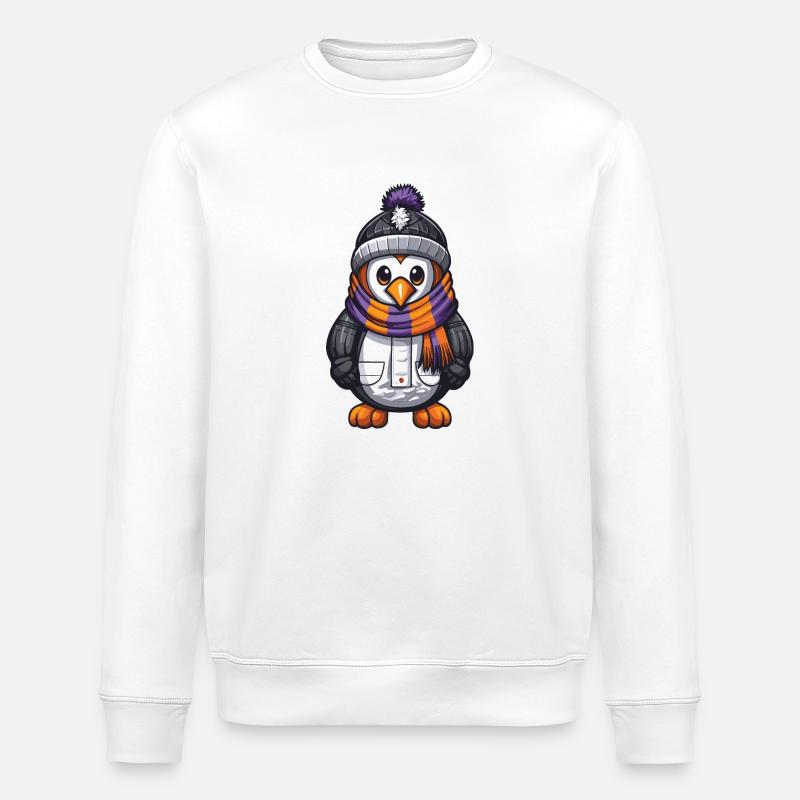 Pinguin Comic Winter - Stanley/Stella Unisex Bio-Sweatshirt ROLLER - Weiß