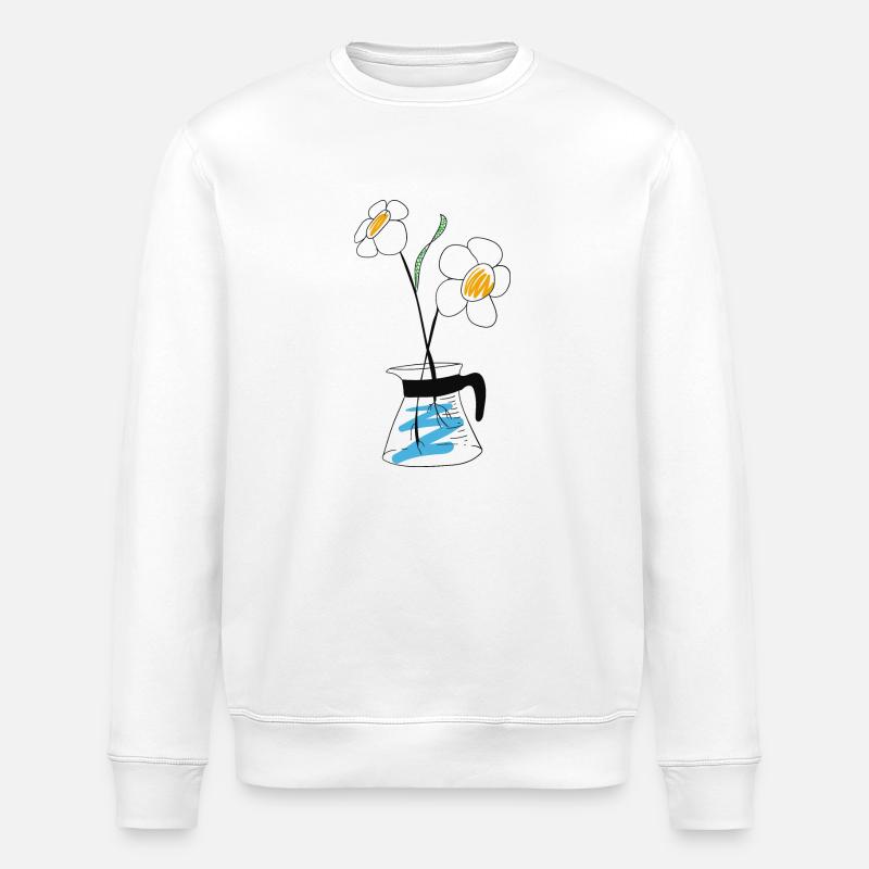 Cafetière avec fleur - Sweat bio ROLLER Stanley/Stella Unisexe - blanc
