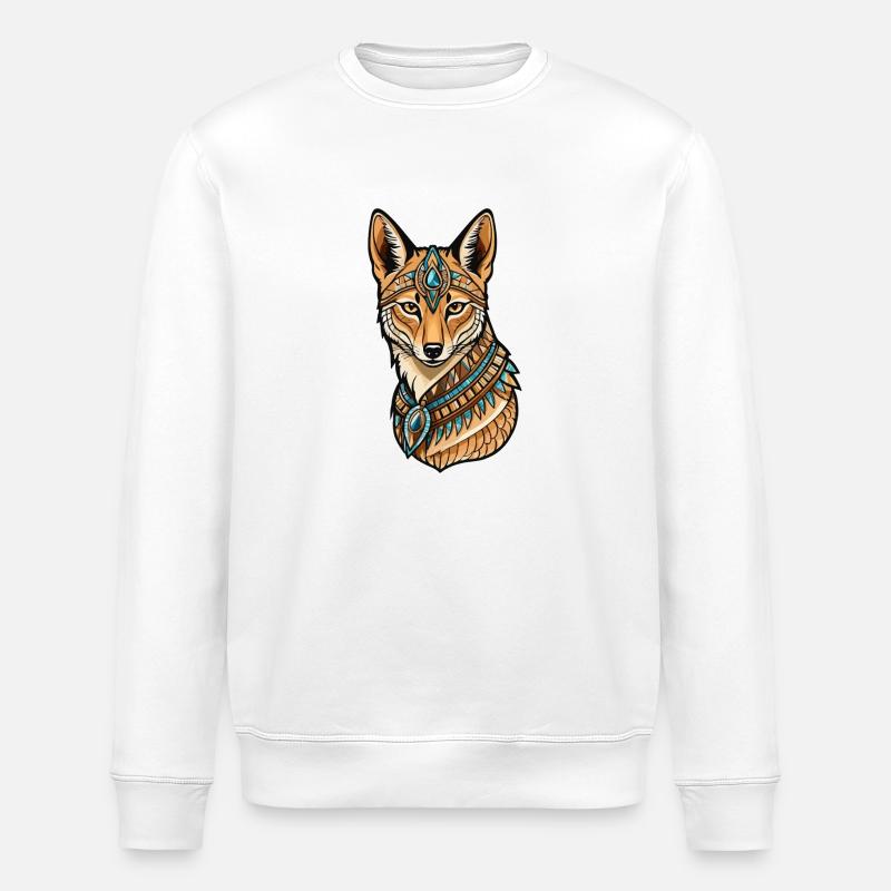 Chacal Égyptien Néo Traditionnel - Sweat bio ROLLER Stanley/Stella Unisexe - blanc