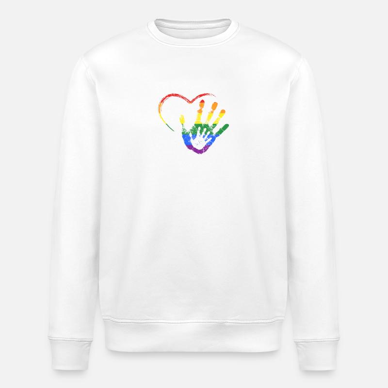 RAINBOW HAND IN HAND - Stanley/Stella ROLLER Unisex Organic Sweatshirt - white