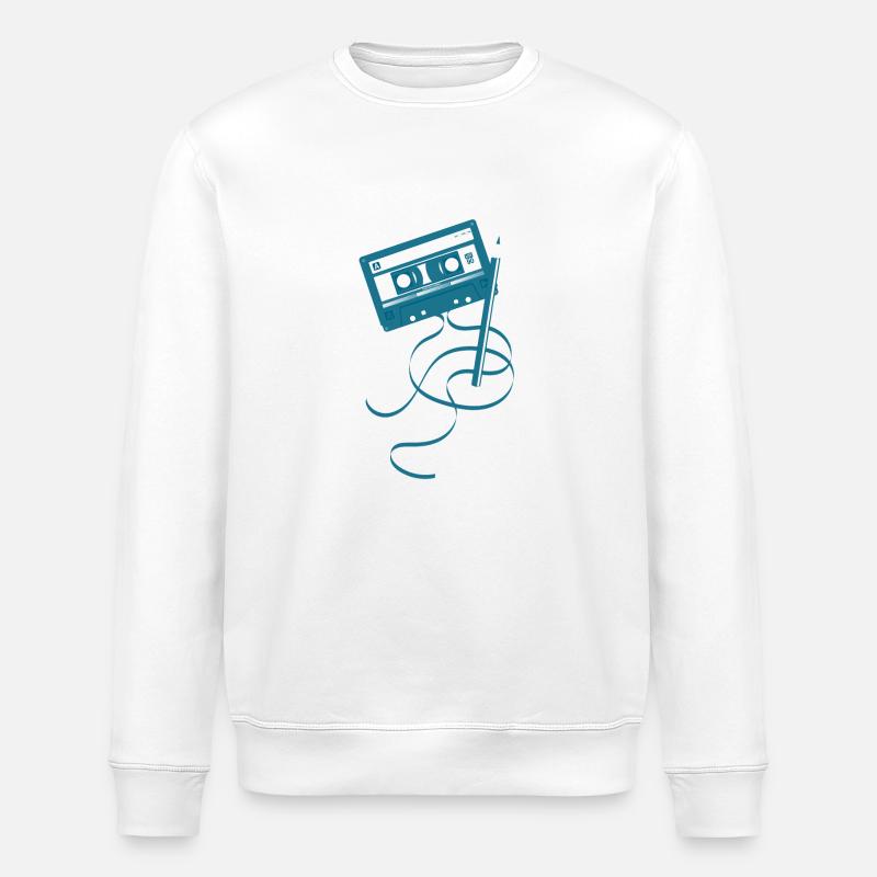 Compact Cassette - Stanley/Stella ROLLER Unisex Organic Sweatshirt - white