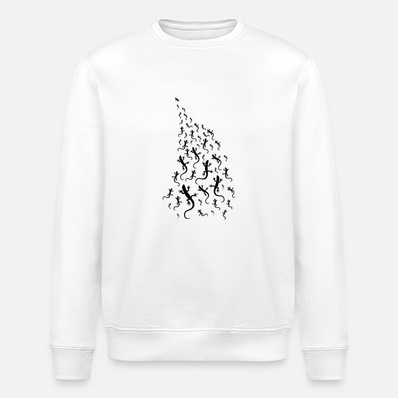 Lizards chasing a dragonfly - Stanley/Stella ROLLER Unisex Organic Sweatshirt - white