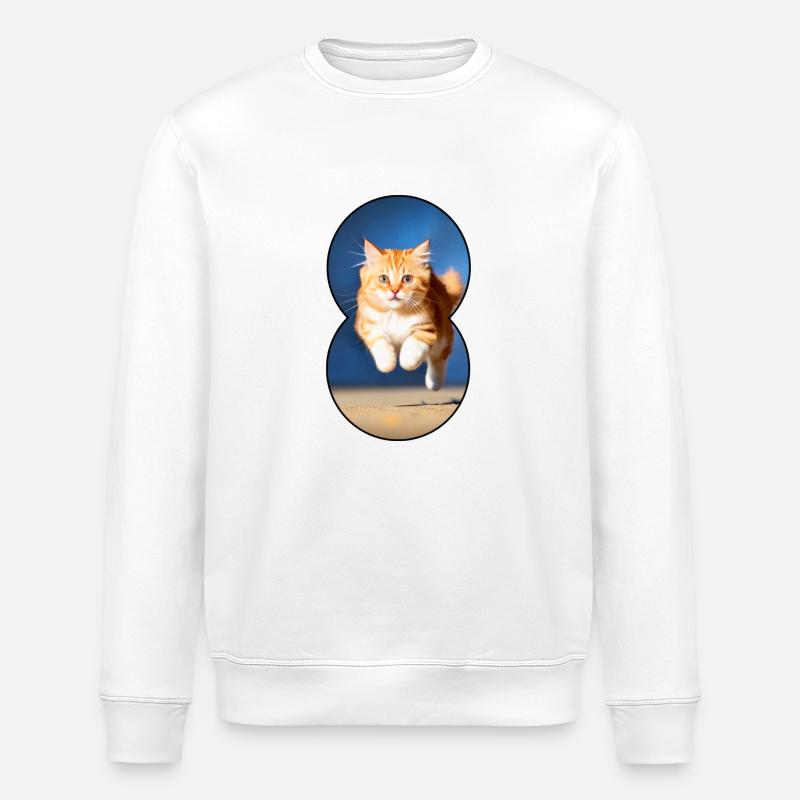 Running cat 6 - Stanley/Stella ROLLER Unisex Organic Sweatshirt - white