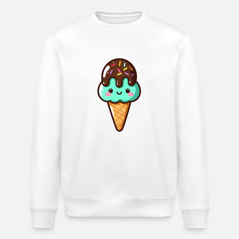 Süßes Pistazien-Schoko-Eis - Stanley/Stella Unisex Bio-Sweatshirt ROLLER - Weiß