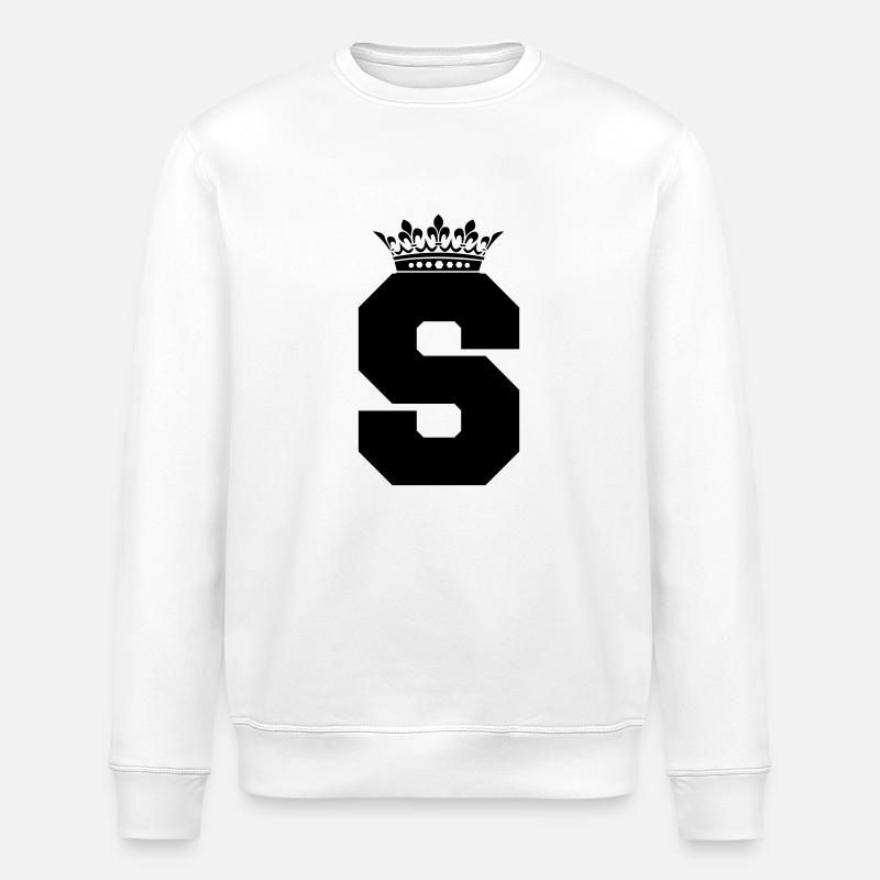 lettre S couronne - Sweat bio ROLLER Stanley/Stella Unisexe - blanc