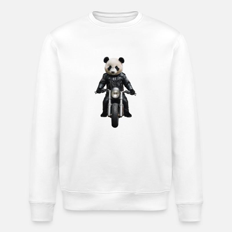 Biker Panda - Stanley/Stella ROLLER Unisex Organic Sweatshirt - white