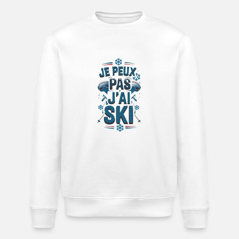 Je peux pas j'ai ski - Sweat bio ROLLER Stanley/Stella Unisexe - blanc