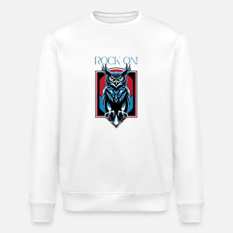 Eule - Rock on ! - Stanley/Stella ROLLER Unisex Organic Sweatshirt - white