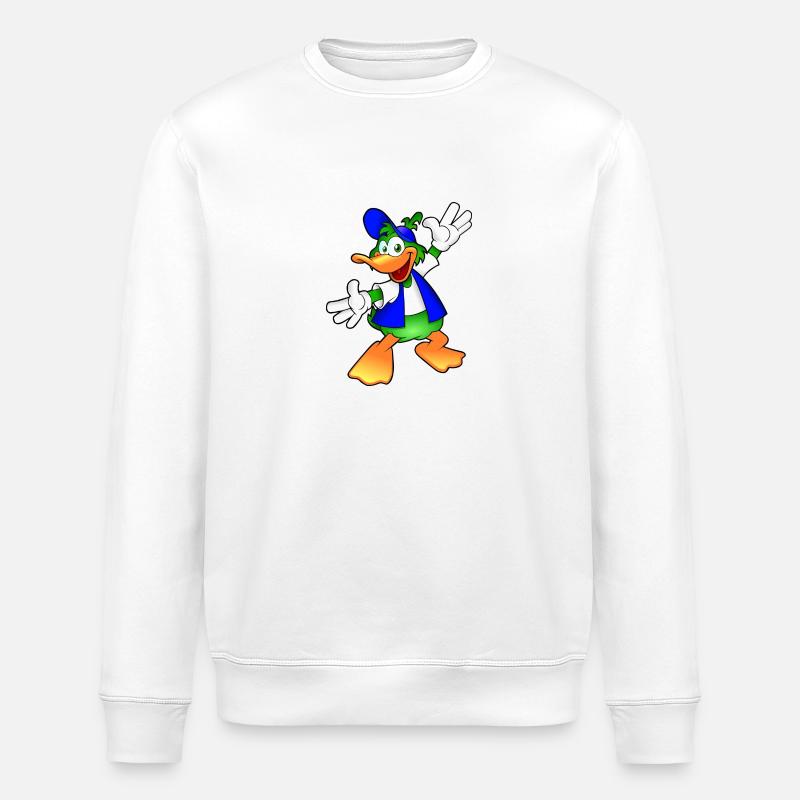 Duck comic - Stanley/Stella ROLLER Unisex Organic Sweatshirt - white