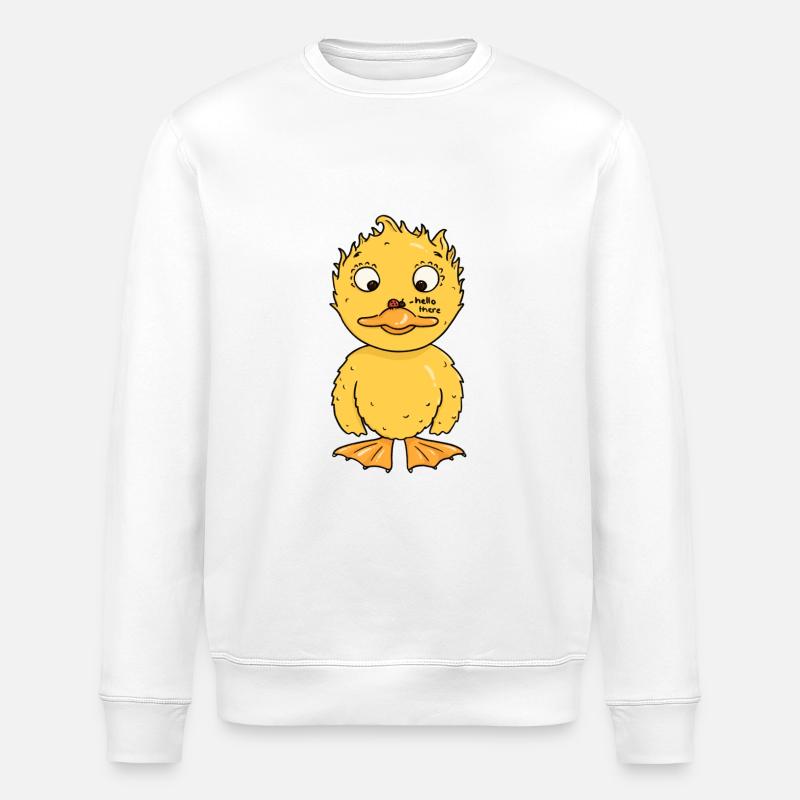 little duck befriends a ladybug - Stanley/Stella ROLLER Unisex Organic Sweatshirt - white
