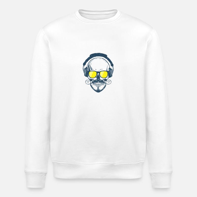 Amazing skull design with headphones - Sweat bio ROLLER Stanley/Stella Unisexe - blanc