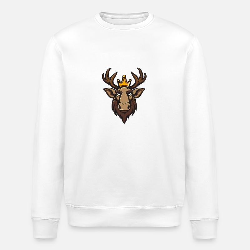 Elch Kopf Krone - Stanley/Stella Unisex Bio-Sweatshirt ROLLER - Weiß