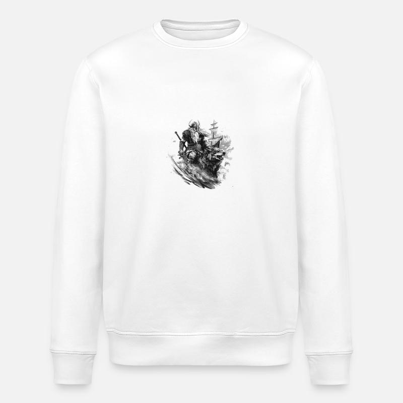 Viking Wolf Warrior Valhalla - Stanley/Stella ROLLER Unisex Organic Sweatshirt - white