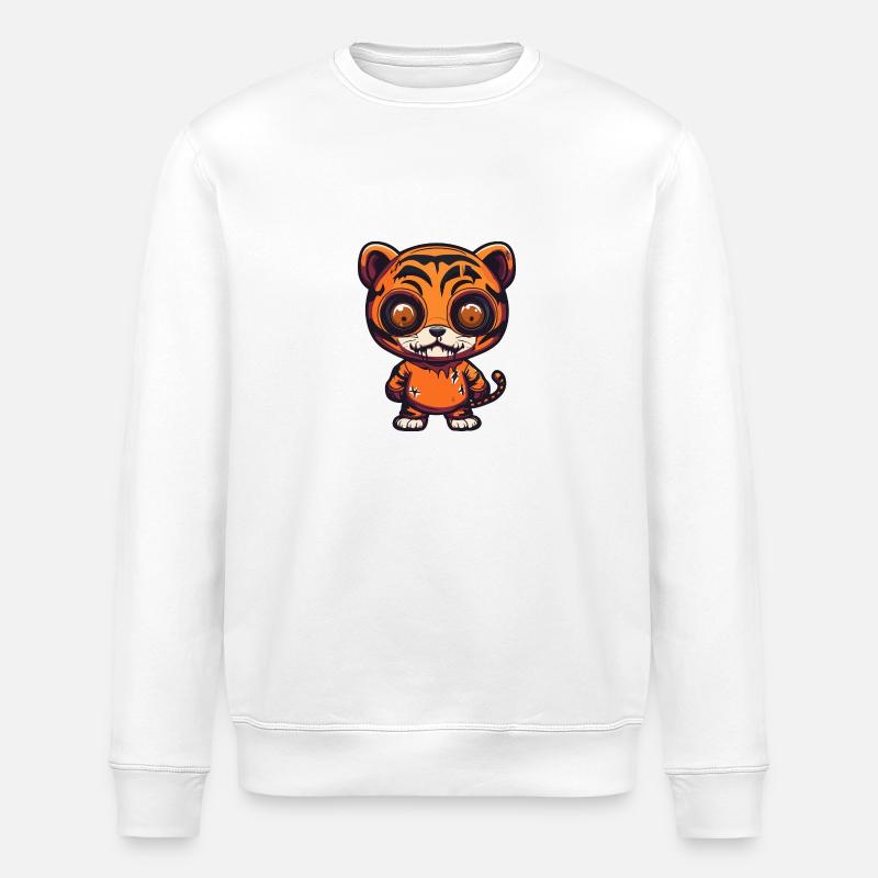 Tiger Halloween Funny Zombie - Stanley/Stella ROLLER Unisex Organic Sweatshirt - white