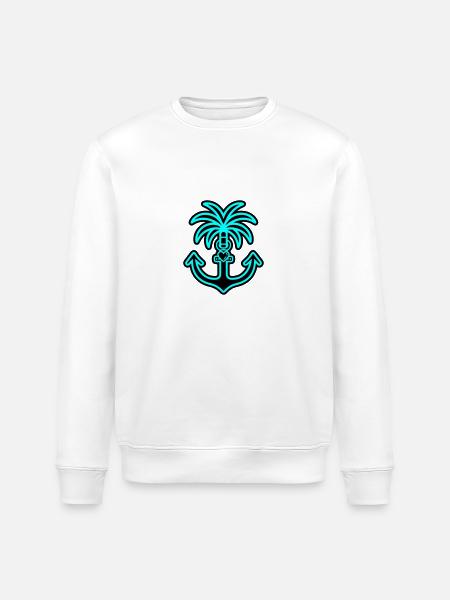 Palme Anker Herz Liebe - Stanley/Stella Unisex Bio-Sweatshirt ROLLER - Weiß