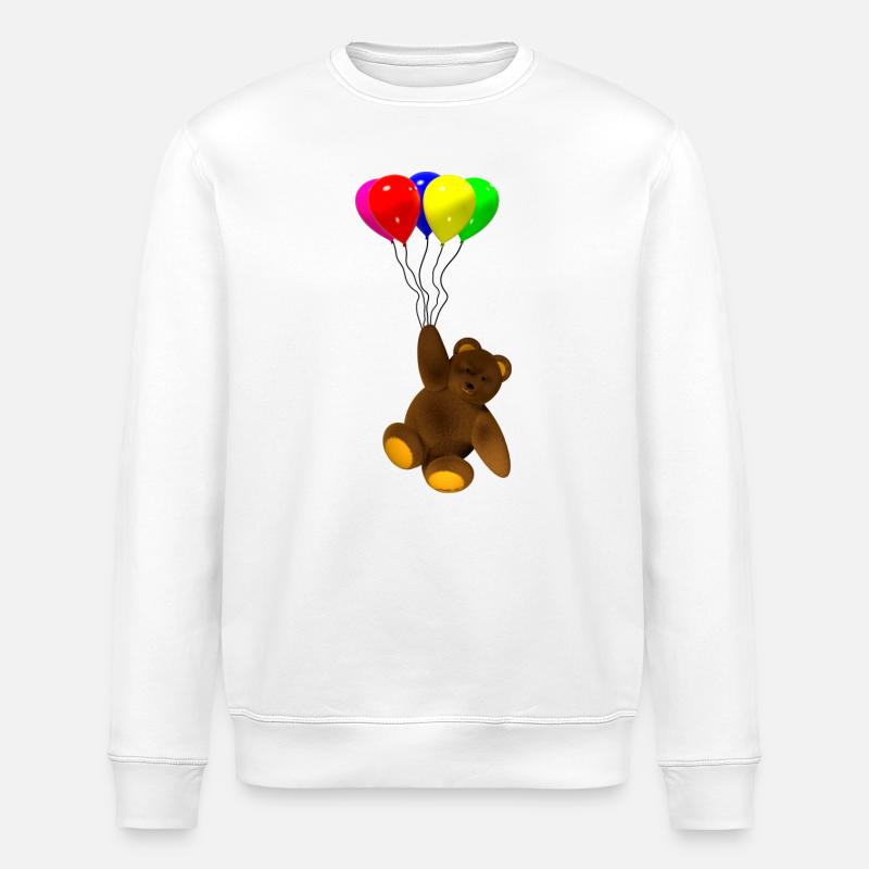 Bär mit Balloons - Stanley/Stella Unisex Bio-Sweatshirt ROLLER - Weiß